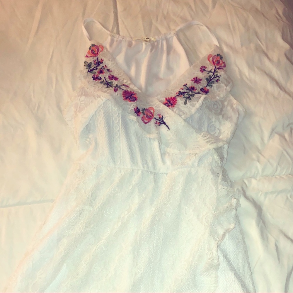 White Embroidered Señorita Wrap Dress